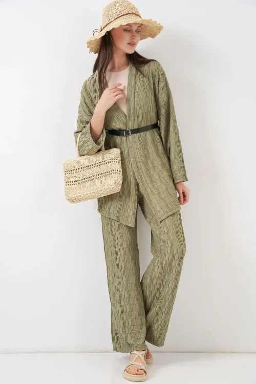 Kadın Kimono Pantolon İkili Takım 30078 - Çağla