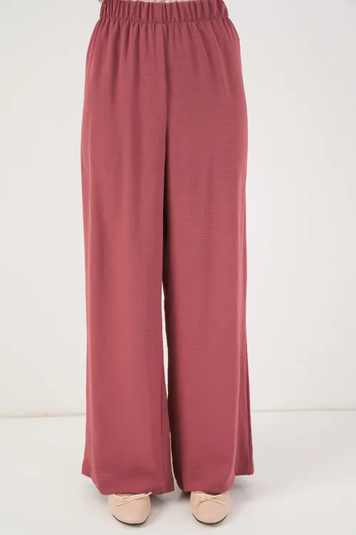 Kadın Önü Bağcıklı Tunik Pantolon İkili Takım 6744 - Gül Kurusu