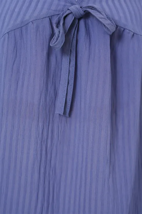 Kadın Önü Bağcıklı Uzun Kol Bluz 946 - İndigo