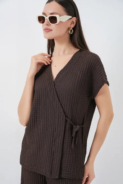 Kadın Örme İkili Takım 30064 - Kahverengi