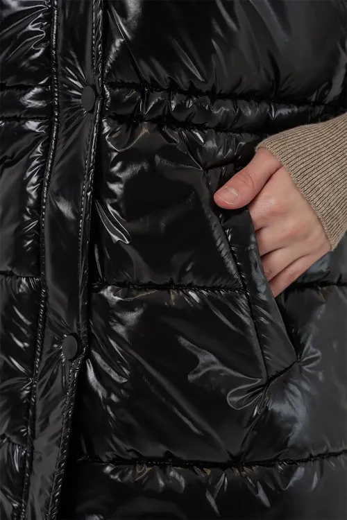 Kadın Parlak Şişme Yelek 5218 - Siyah