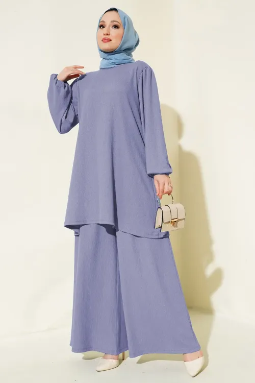 Kadın Tunik Pantolon Alt Üst Takım 6663 - Lila