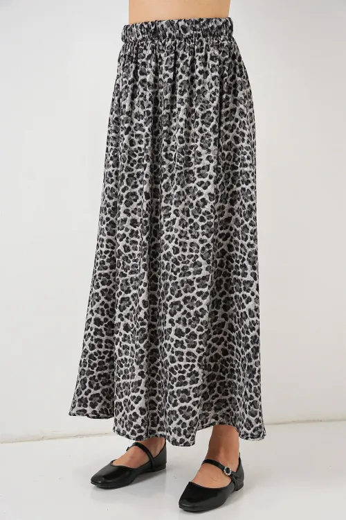 Kadın Uzun Ayrobin Etek 8050 - Antrasit