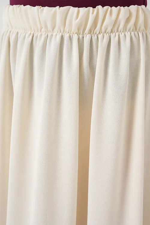 Kadın Uzun Ayrobin Etek 8050 - Krem