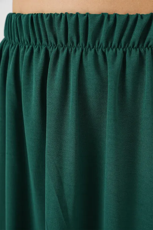 Kadın Uzun Ayrobin Etek 8050 - Zümrüt Yeşili