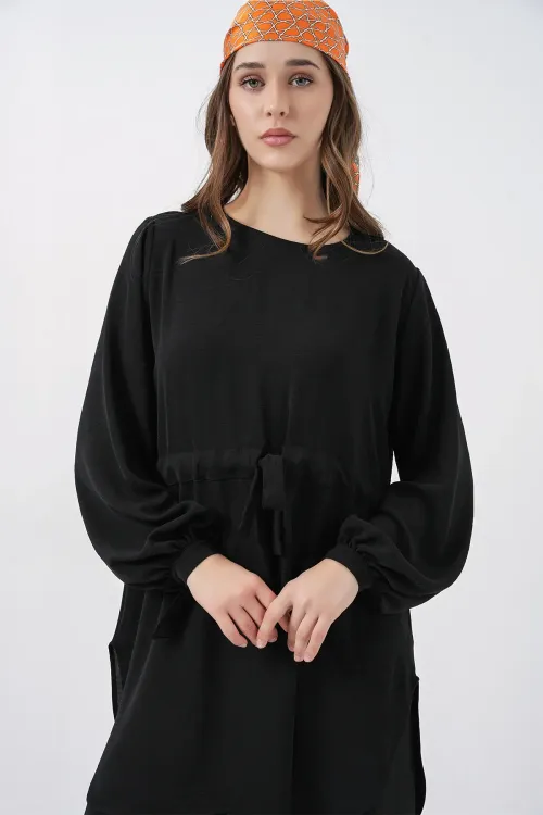 Kadın Uzun Tunik Pantolon İkili Takım 6719 - Siyah