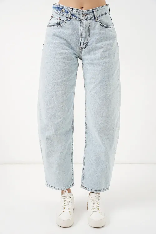 Kadın Yüksek Bel Kot Pantolon 30081 - Buz Mavi