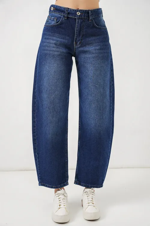 Kadın Yüksek Bel Kot Pantolon 30081 - Lacivert