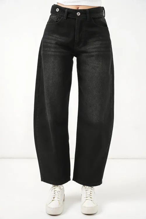 Kadın Yüksek Bel Kot Pantolon 30081 - Siyah