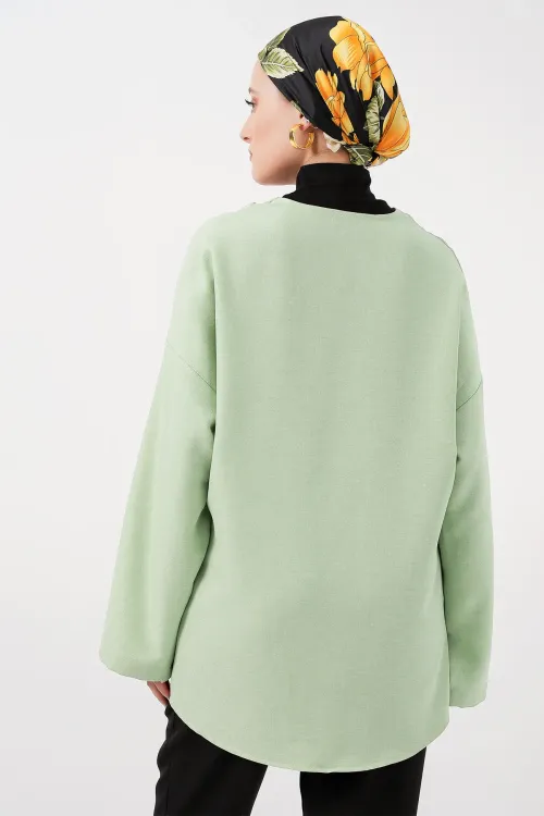 Keten Tesettür Kimono 5968 - E.Yeşil