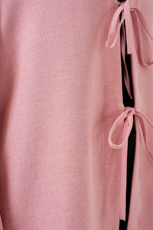 Keten Tesettür Kimono 5968 - Pudra