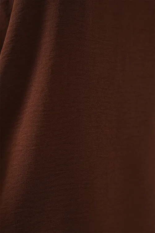 V Yaka Sıfır Kol Bluz 950 - Kahverengi