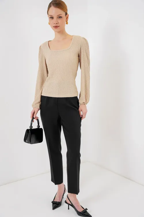 0442 Uzun Kollu Bluz - Bisküvi