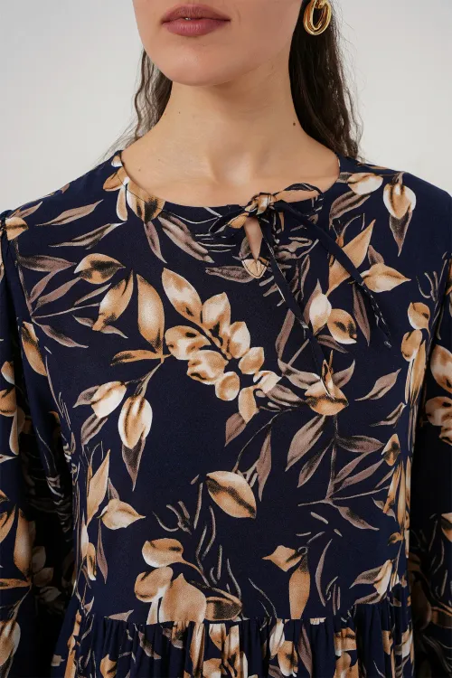 1947 Desenli Uzun Elbise - M. Lacivert