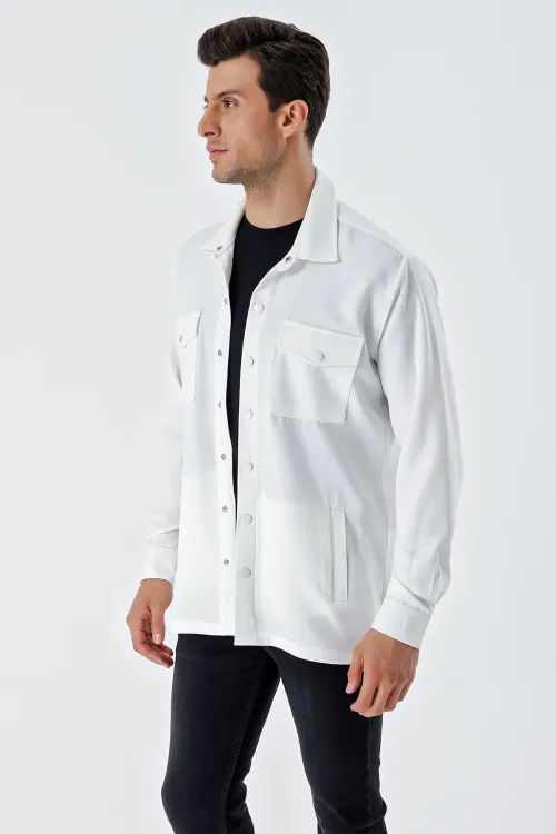 20193 Oversize Erkek Gömlek - Beyaz