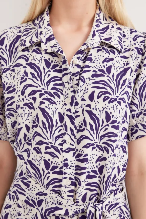 2213 Kısa Kol Viskon Elbise - F.Lacivert