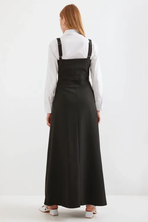 2490 Uzun Salopet Elbise - Siyah