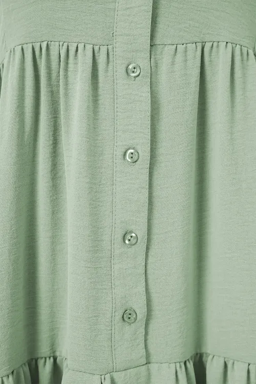 2527 Kadın Uzun Tesettür Elbise - E.Yeşil