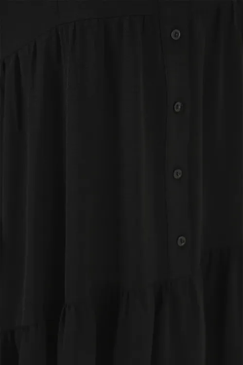 2527 Kadın Uzun Tesettür Elbise - Siyah