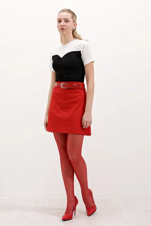 4314 Büzgülü Basic Tişört - Siyah