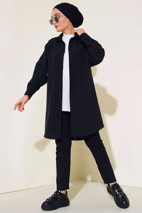 5845 Tesettür Tunik - Siyah