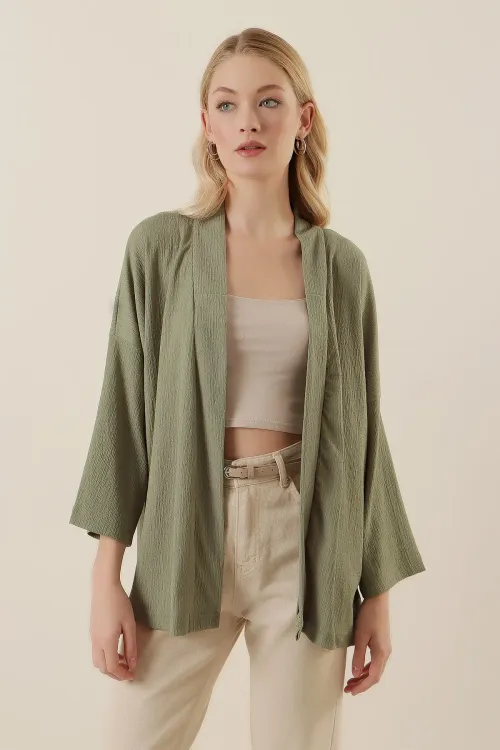 5862 Örme Kimono - Çağla