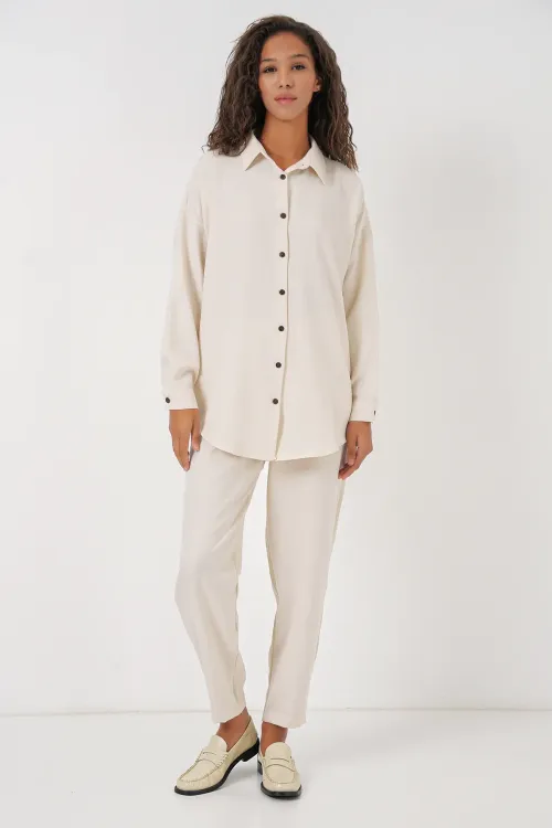 6622 Keten İkili Takım - Ekru