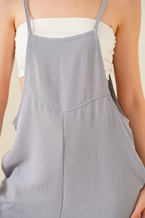 7019 Askılı Bahçivan Tulum - Gri