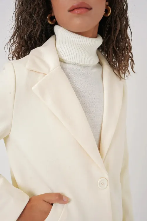 9085 Kaşe Kaban - Krem