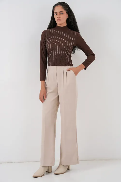 922 Taşlı Body - Kahverengi