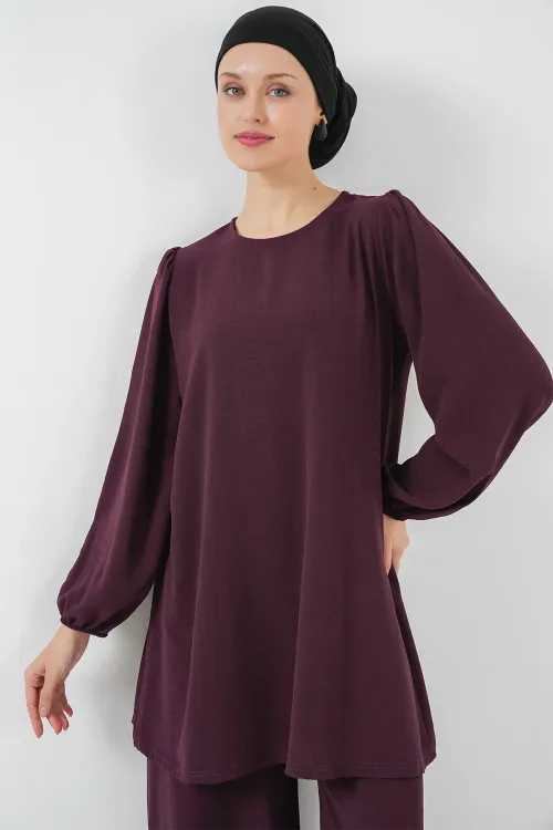 Ayrobin Tunik Pantolon Alt Üst Takım 6712 - Mürdüm