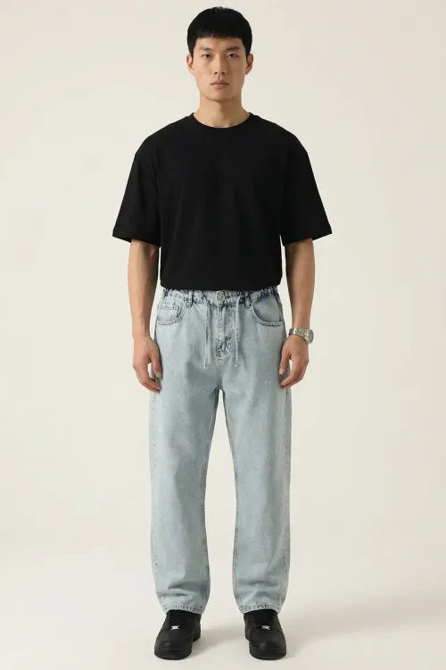 Erkek Rahat Kesim Baggy Jean Pantolon 30075 - Mavi