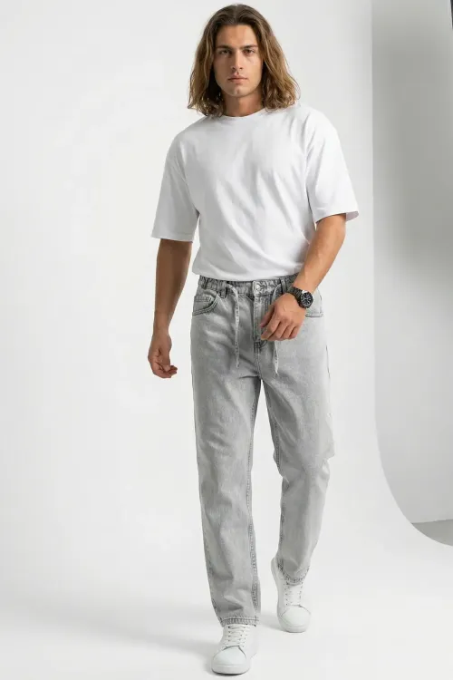 Erkek Rahat Kesim Baggy Jean Pantolon 30075 - Taş