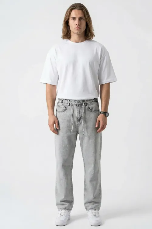 Erkek Rahat Kesim Baggy Jean Pantolon 30075 - Taş