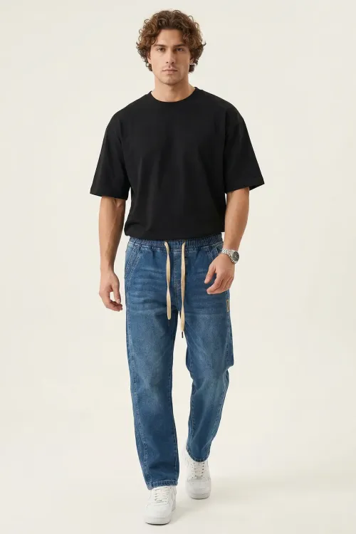 Erkek Rahat Kesim Baggy Jean Pantolon 30076 - Lacivert
