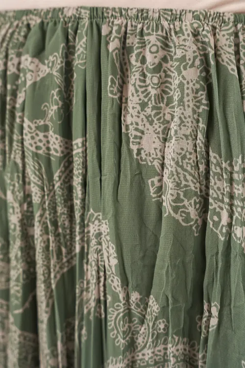 Kadın Asimetrik Tül Şifon Etek 8061 - Çağla