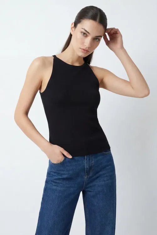 Kadın Askılı Örme Atlet 15935 - Siyah