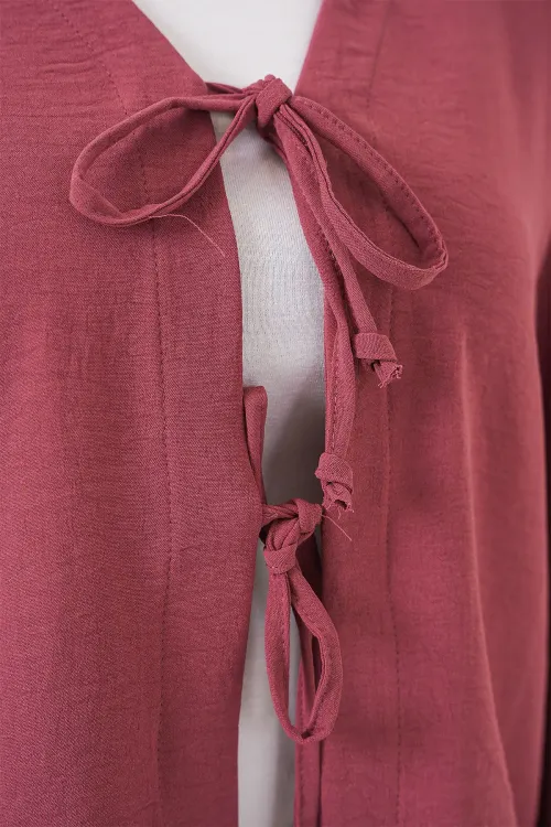 Kadın Ayrobin Kimono Etek İkili Takım 8047 - Gül Kurusu