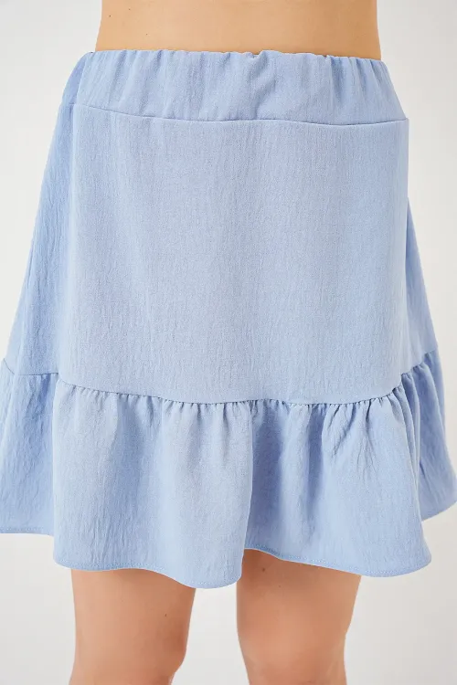 Kadın Ayrobin Mini Etek 8054 - Mavi