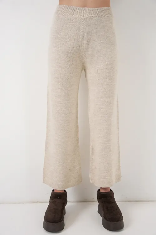 Kadın Cepli Hırka Triko İkili Takım 15964 - Ekru