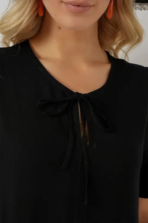 Kadın Kısa Kol Kısa Elbise 2554 - Siyah