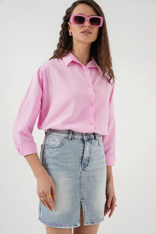 Kadın Mini Kot Etek 8037 - Mavi