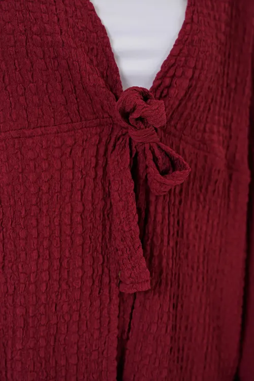 Kadın Örme Bluz Pantolon İkili Takım 30052 - Bordo