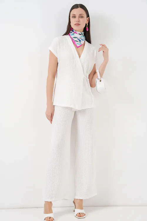 Kadın Örme İkili Takım 30064 - Beyaz