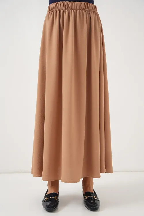 Kadın Uzun Ayrobin Etek 8050 - Camel