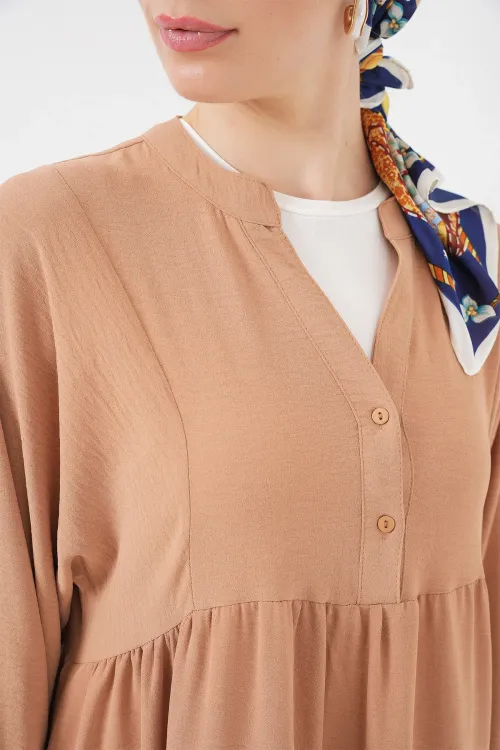 Kadın Uzun Tesettür Elbise 2525 - Bisküvi