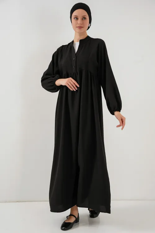 Kadın Uzun Tesettür Elbise 2525 - Siyah