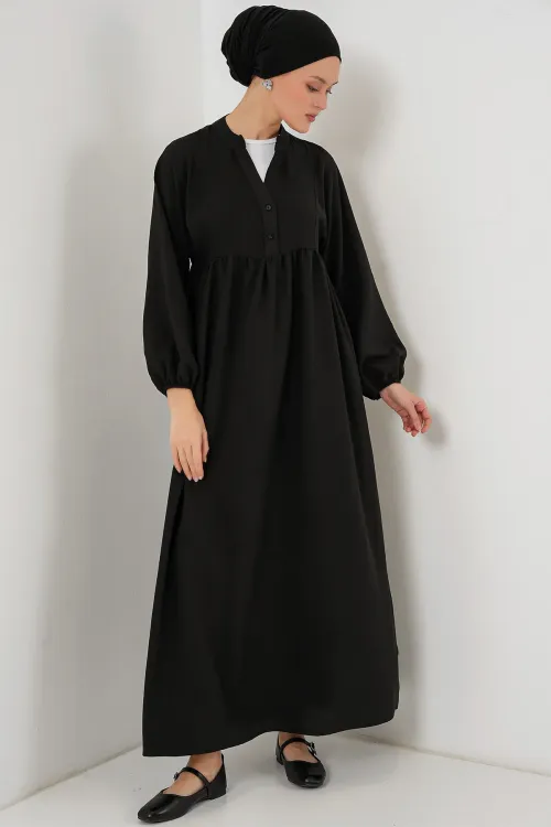 Kadın Uzun Tesettür Elbise 2525 - Siyah