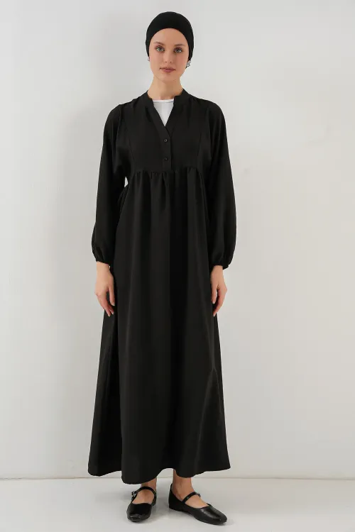 Kadın Uzun Tesettür Elbise 2525 - Siyah