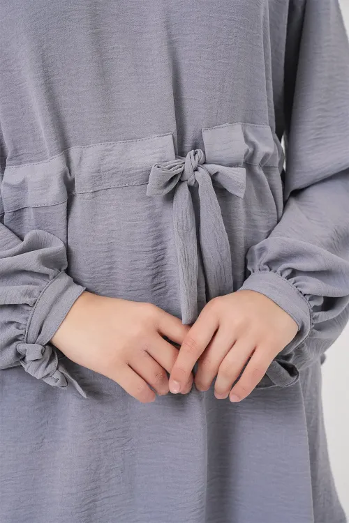 Kadın Uzun Tunik Pantolon İkili Takım 6719 - Gri